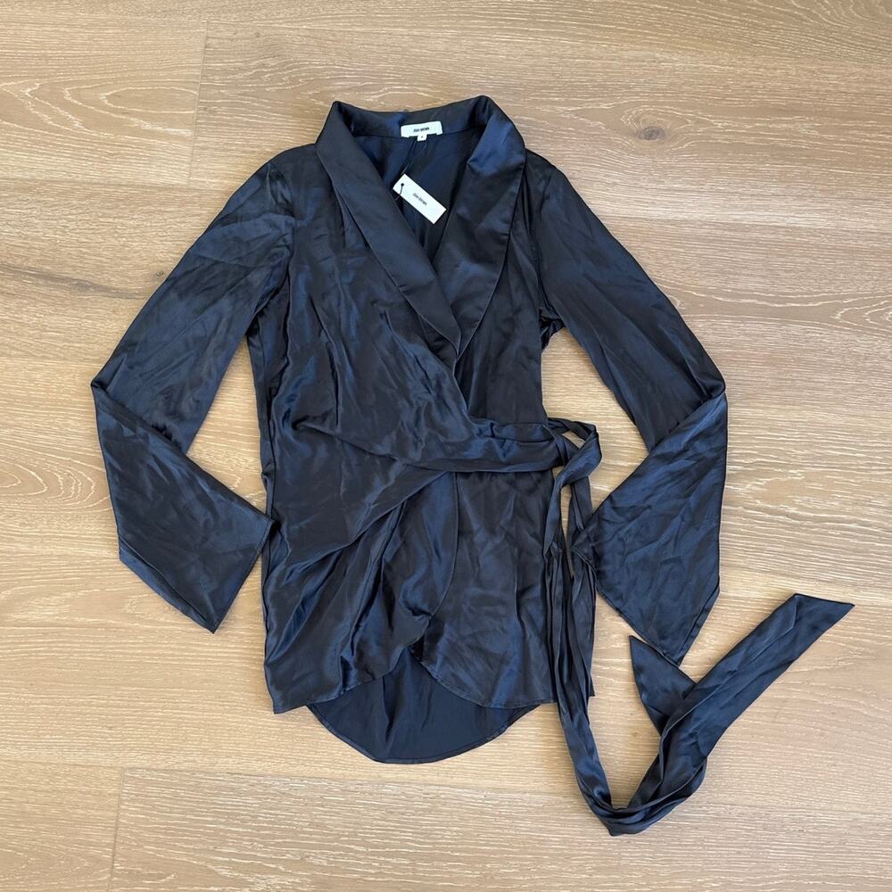Joah Brown Silk Wrap Blazer Size XS Dark Gray